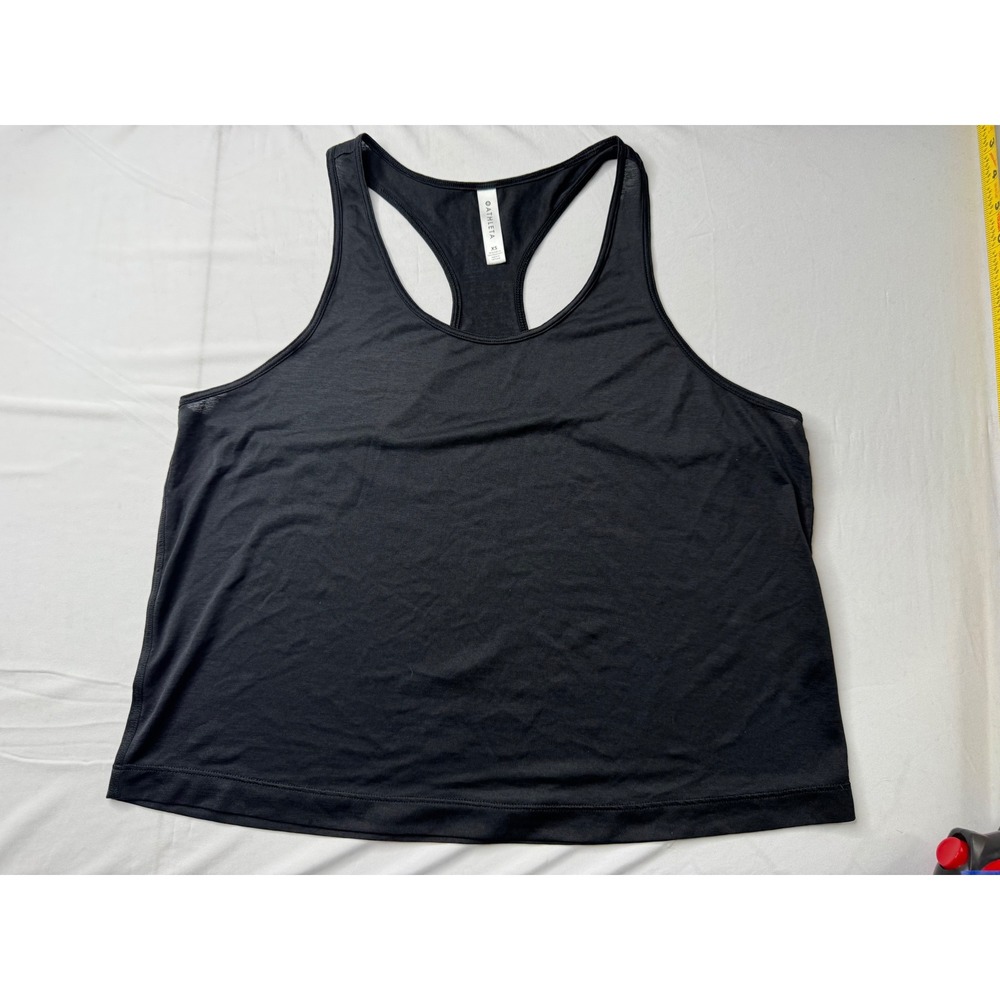 Athleta Womens XS Black Heathered Racerback Workout Tank Top Scoop Neck Relaxed